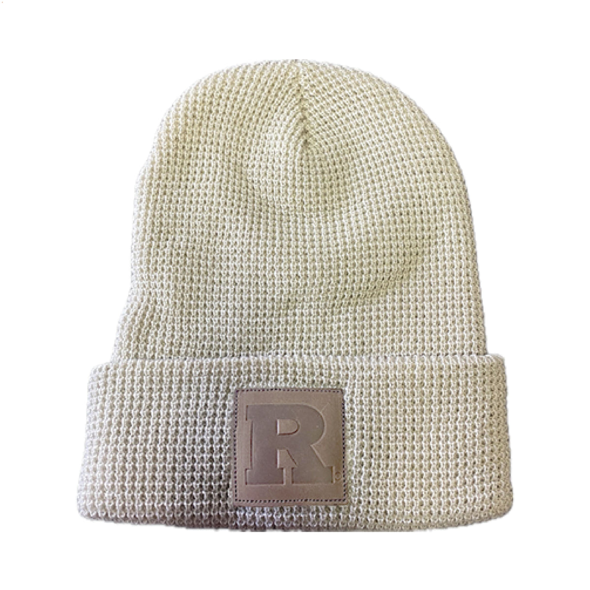 Waffle Cuffed Beanie with Leather Patch