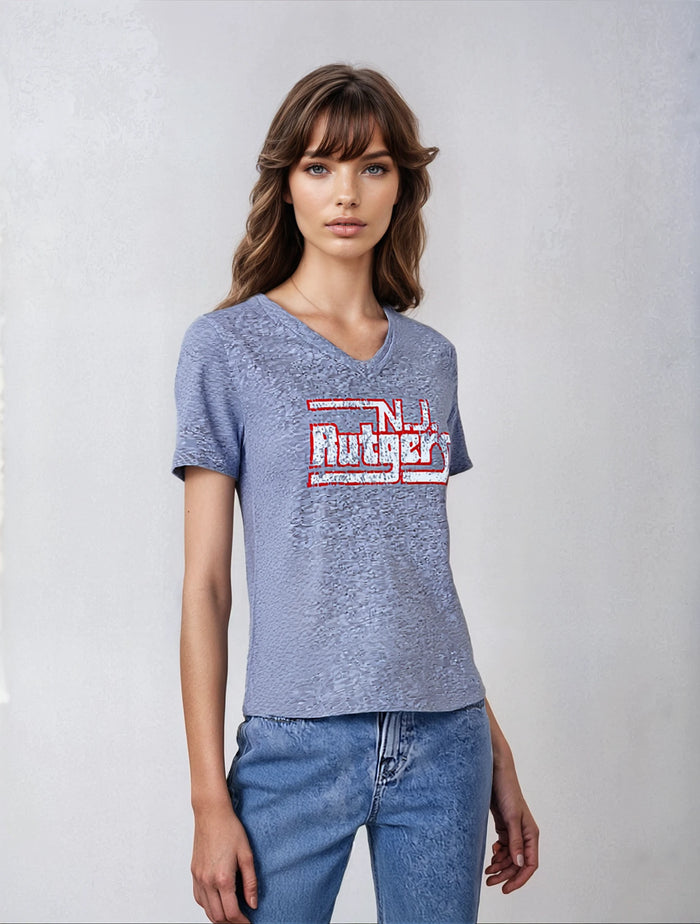 NJ Rutgers Vintage Women's V-Neck