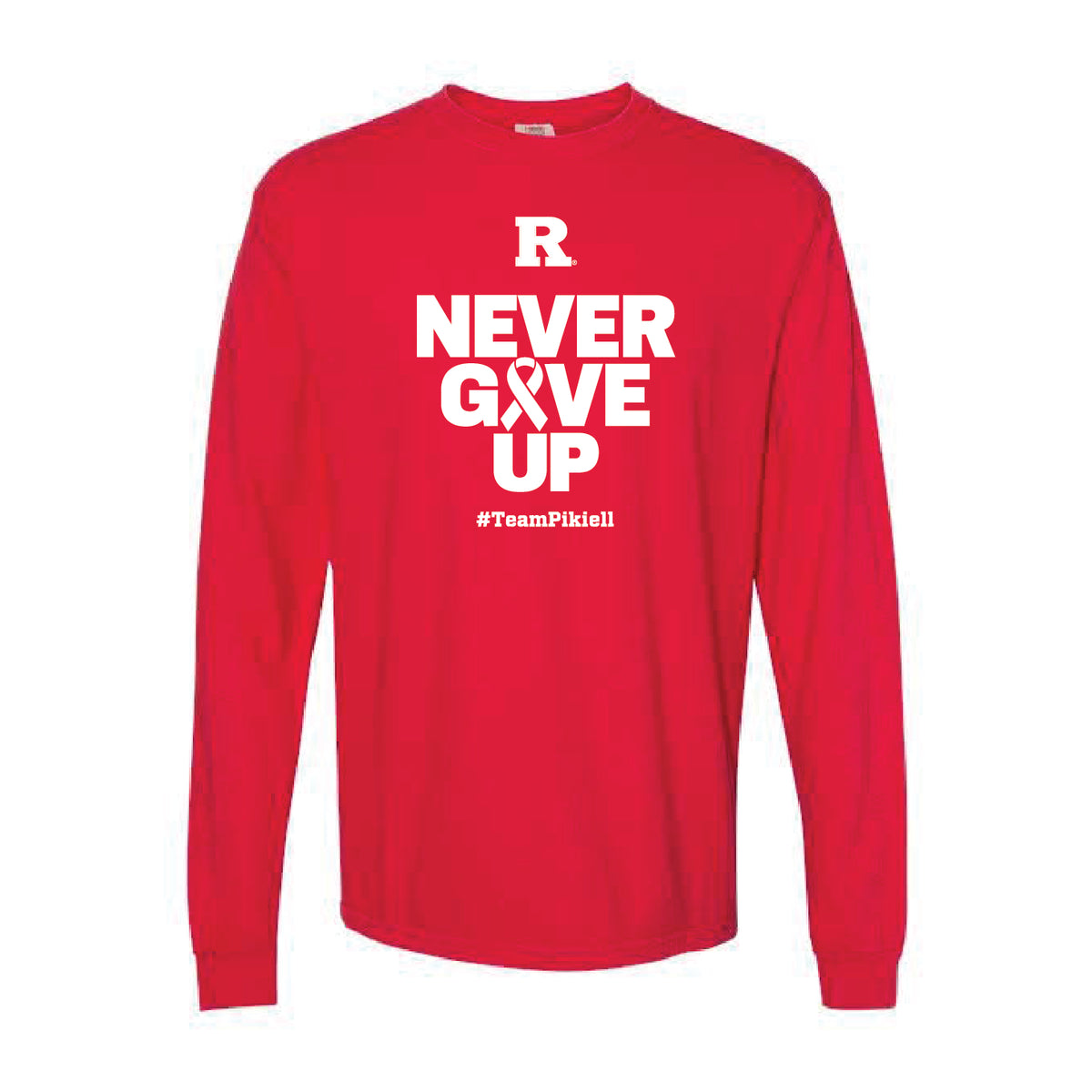 Never Give Up Long Sleeve T-Shirt #TeamPikiell Knight & Day Apparel rutgers merchandise and apparel