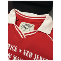 Women's Striped Collar Fleece Crewneck Fleece Knight & Day Apparel rutgers merchandise and apparel