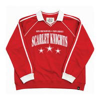 Women's Striped Collar Fleece Crewneck Fleece Knight & Day Apparel rutgers merchandise and apparel